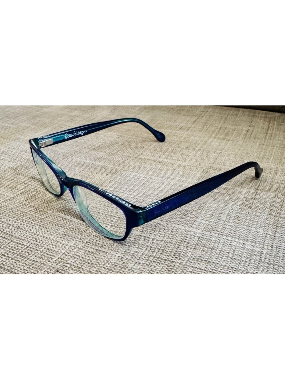 Lilly Pulitzer Blue And Green Rhinestone Reading Glasses-Frames Only